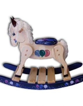 Rocking Horse-Deluxe,small-Painted Baloons-Blue