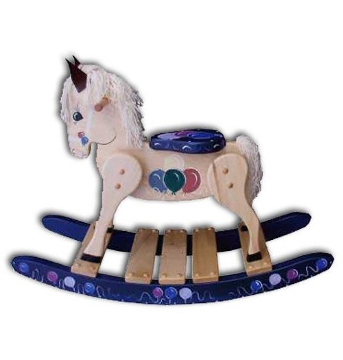 Rocking Horse-Deluxe,small-Painted Baloons-Blue
