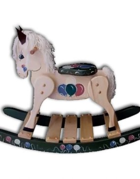 Rocking Horse-Deluxe,small-Painted Baloons-Green