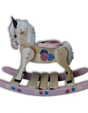 Rocking Horse-Deluxe,small-Painted Baloons-Pink