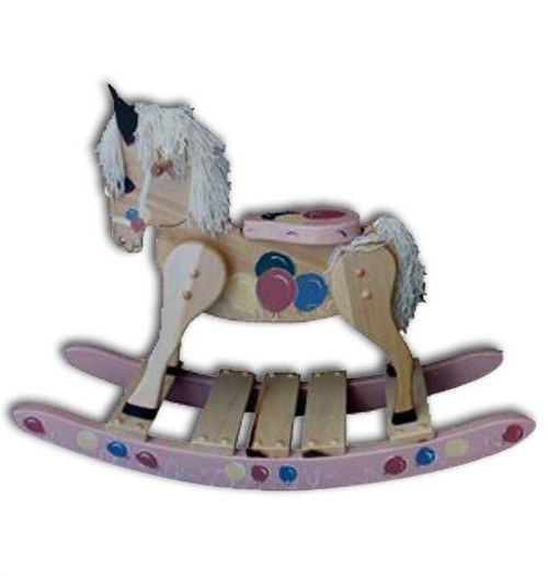 Rocking Horse-Deluxe,small-Painted Baloons-Pink