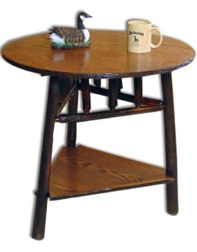 Rustic Hickory Round End Table